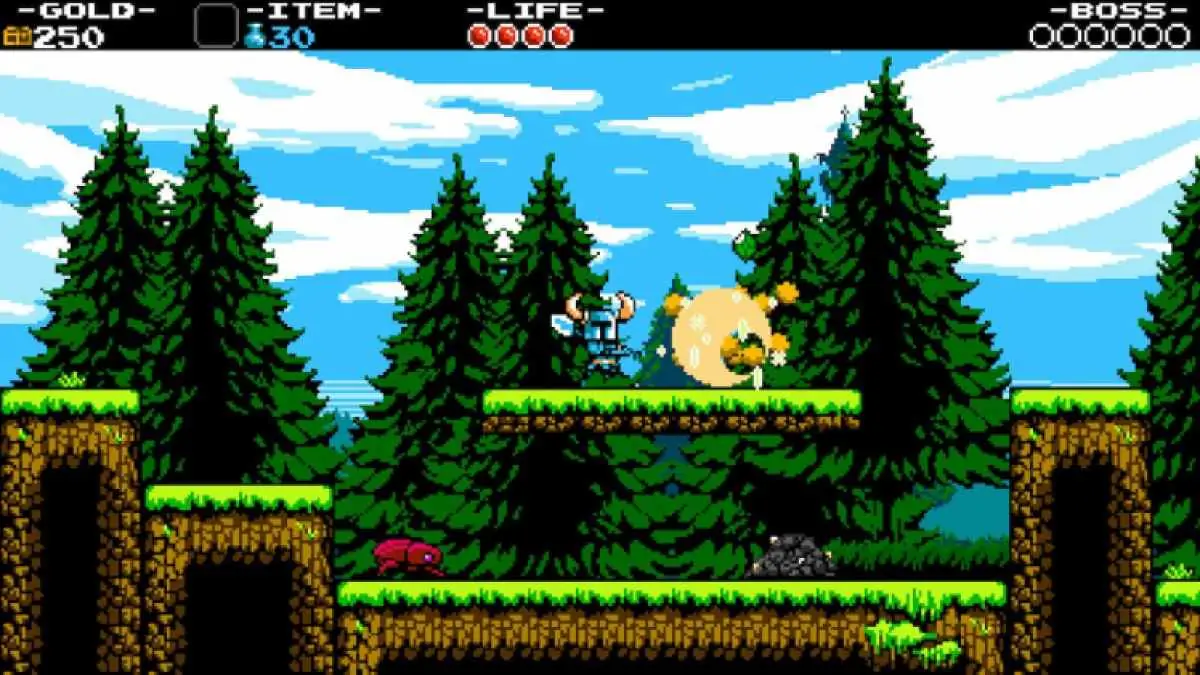 Shovelknight courant à travers le champ