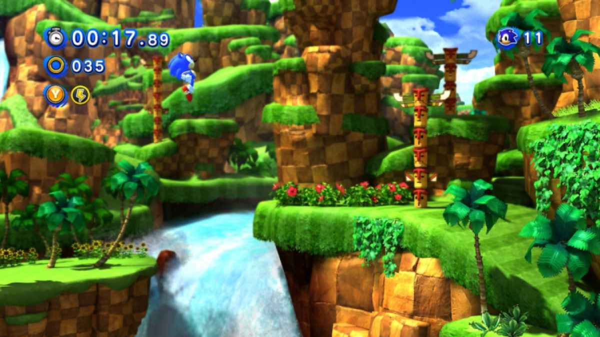 Sonic Generations Sonic courant à travers la forêt