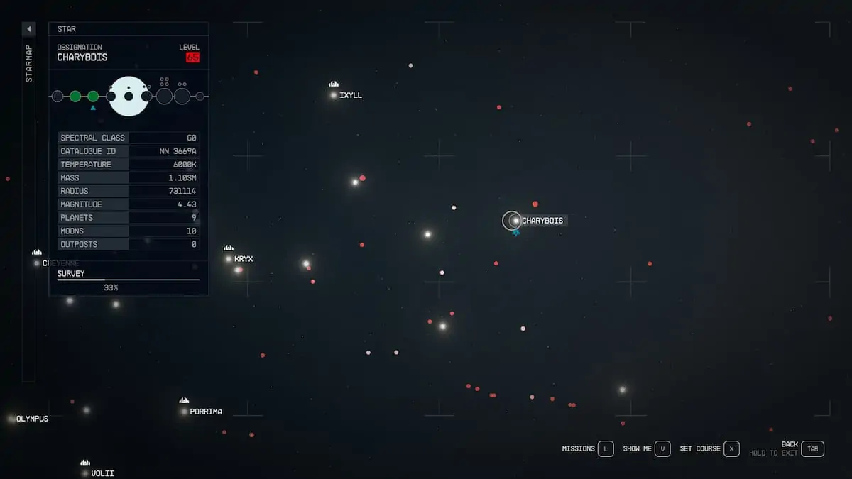 Emplacement du système Starfield Charybde