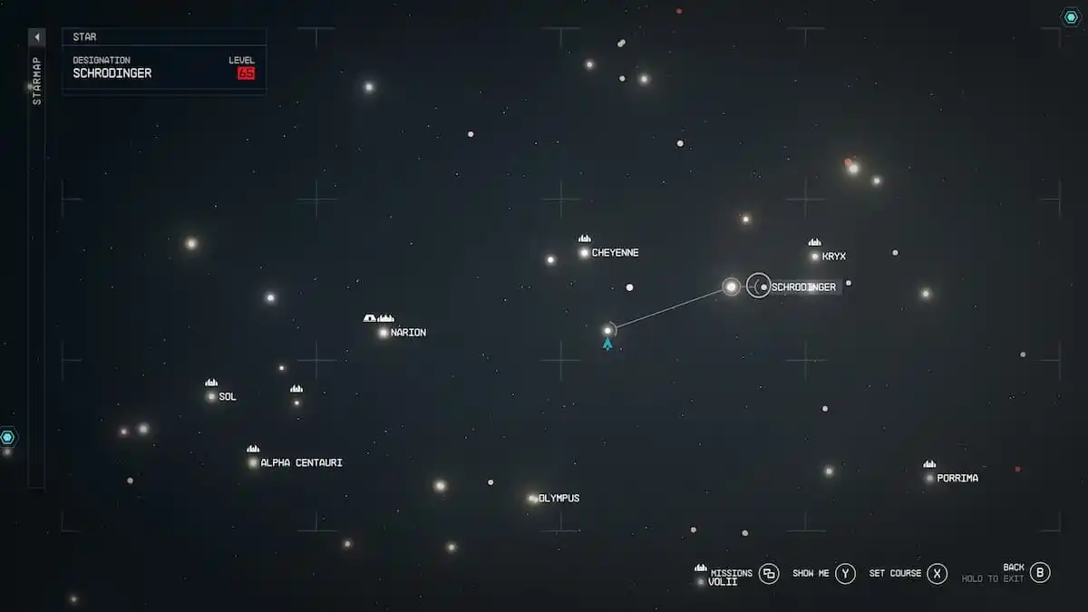 Starfield Schrödinger sur la carte stellaire