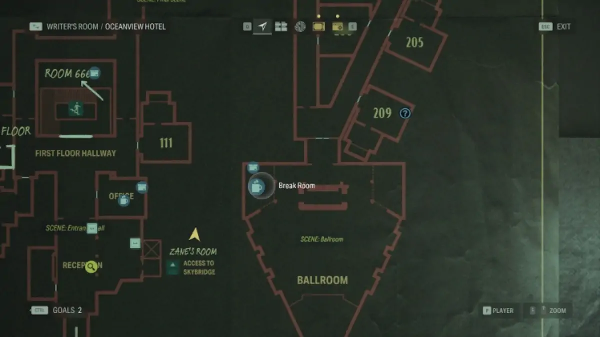 Alan Wake 2 Où trouver la clé de la chambre 101 dans le plan de l'hôtel Oceanview