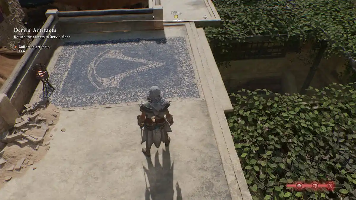 Assassins Creed Basim surplombant la cachette