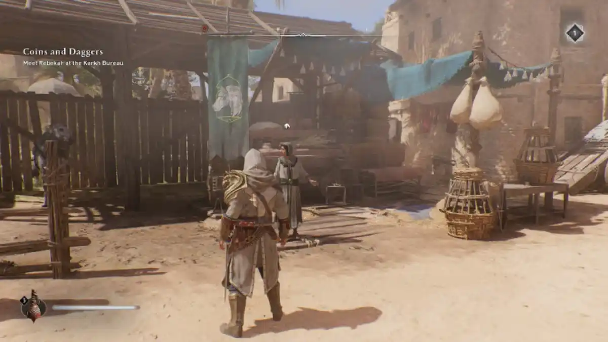 Assassins Creed Mirage interagit avec un maître stable