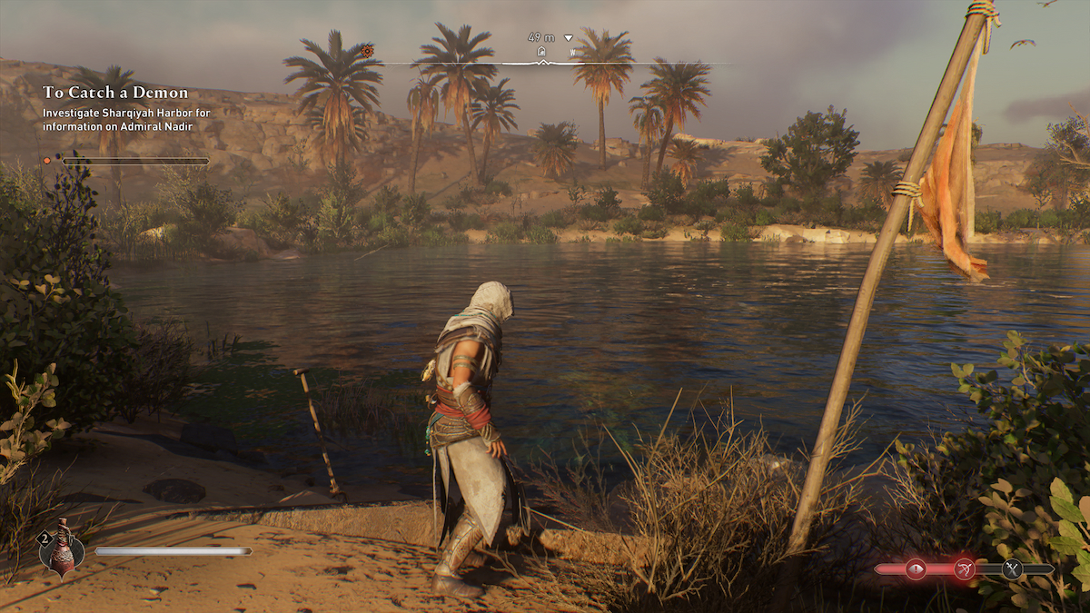 Assassins Creed Mirgae Basim regardant l'eau
