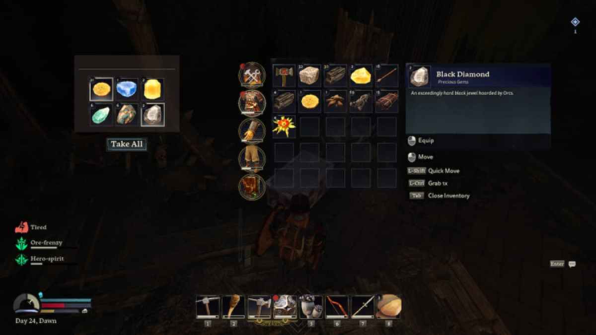 Diamant noir dans un coffre d'orc en retour à la Moria