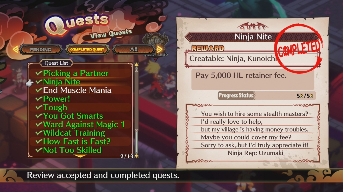 Disgaea 7 Classes Quête terminée Kunoichi