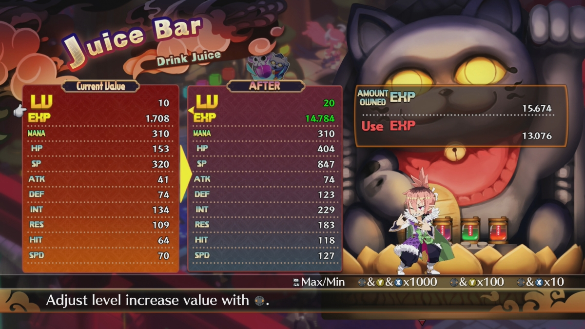 Disgaea 7 Juice Bar Buvez du jus pour gagner des niveaux