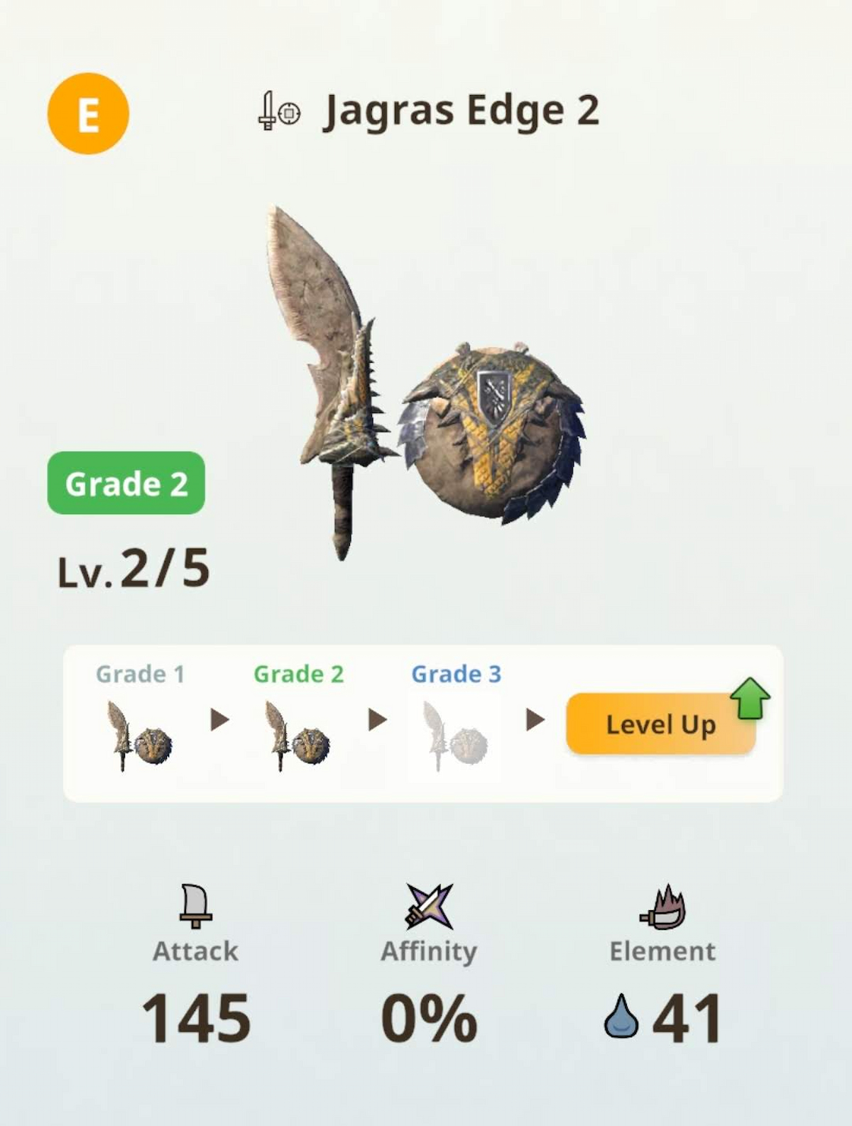 Monster Hunter Now Arme affichant les statistiques d'affinité