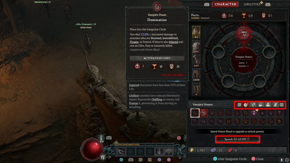 Diablo 4 Potent Blood : Comment cultiver et améliorer les pouvoirs vampiriques