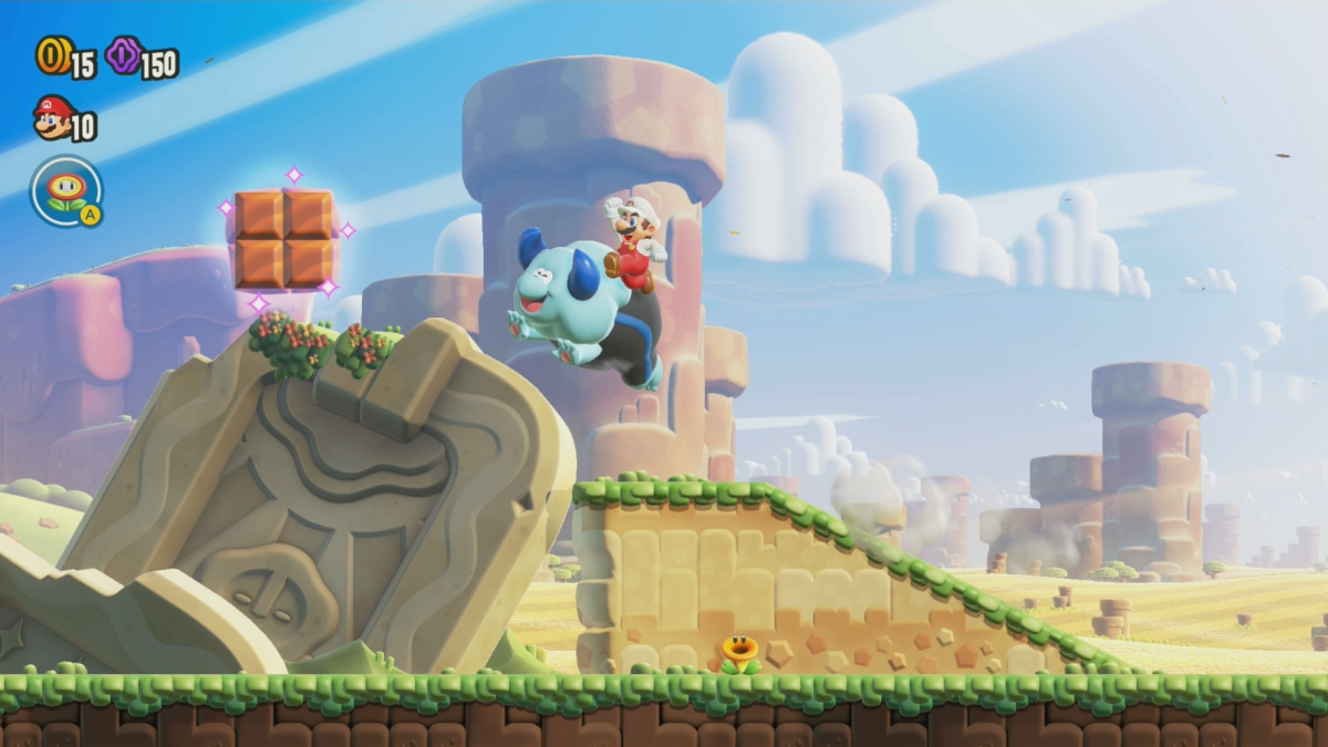 Smb Wonder Bulrush arrive à travers Wonder Seed 1 chevauchant un ennemi