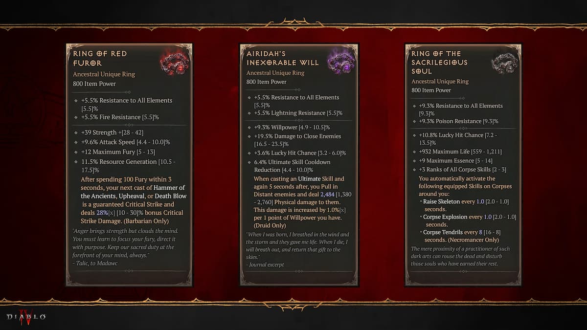 Diablo 4 : Comment obtenir l'anneau de l'âme sacrilège