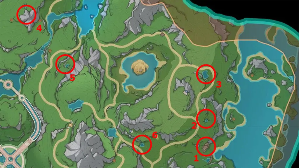 Tous les emplacements des branches de Foggy Forest