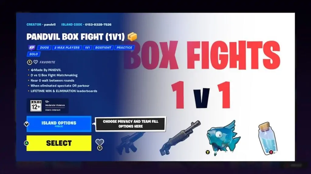 Fortnite Carte Pandvil Box Fight 1v1