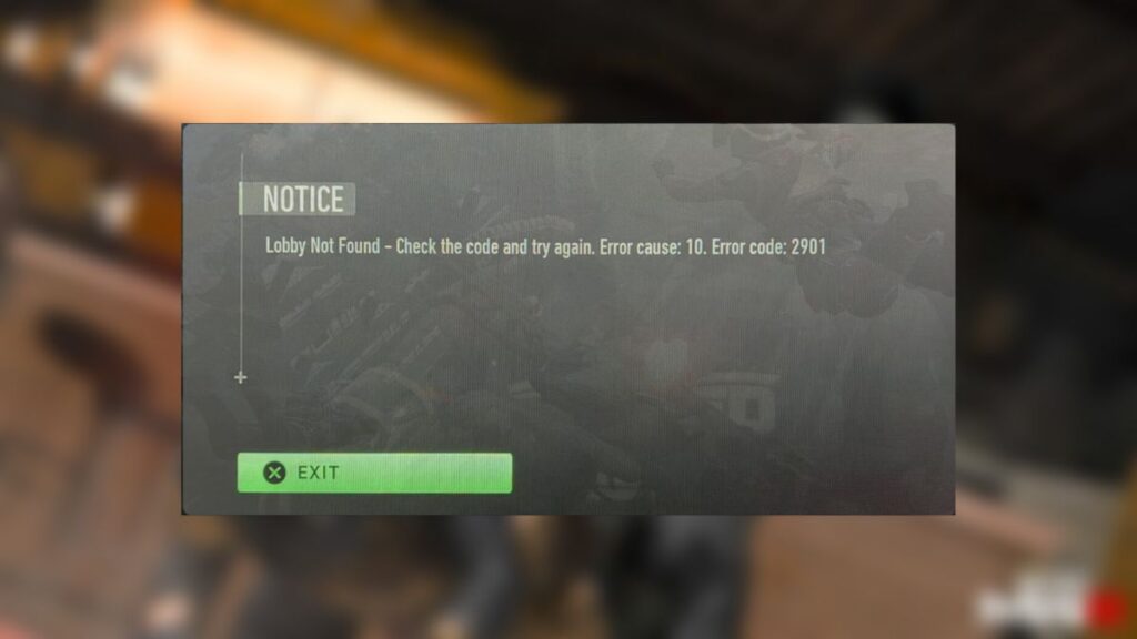 Code d'erreur MW3 2901