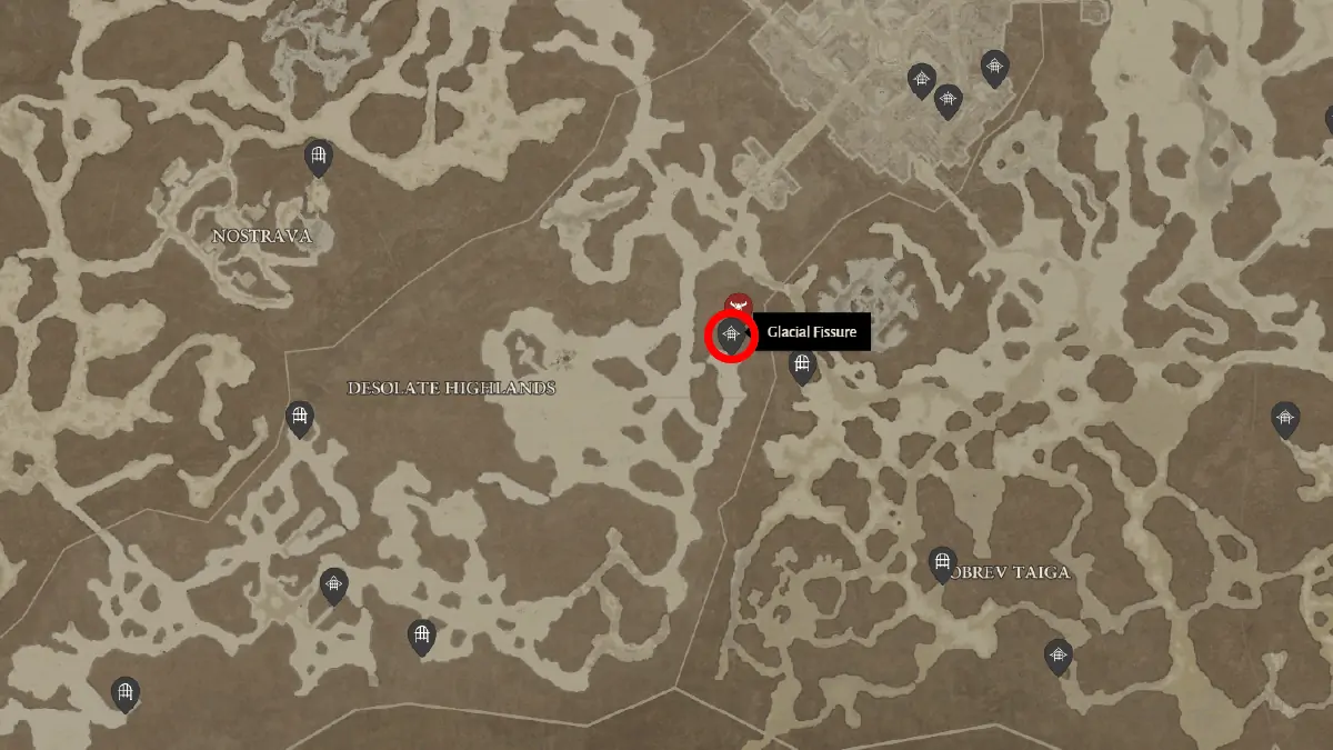 Emplacement de la fissure glaciaire de Diablo 4