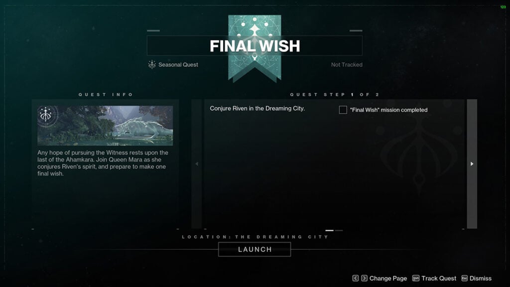 Destiny 2 : étapes de la quête du dernier souhait