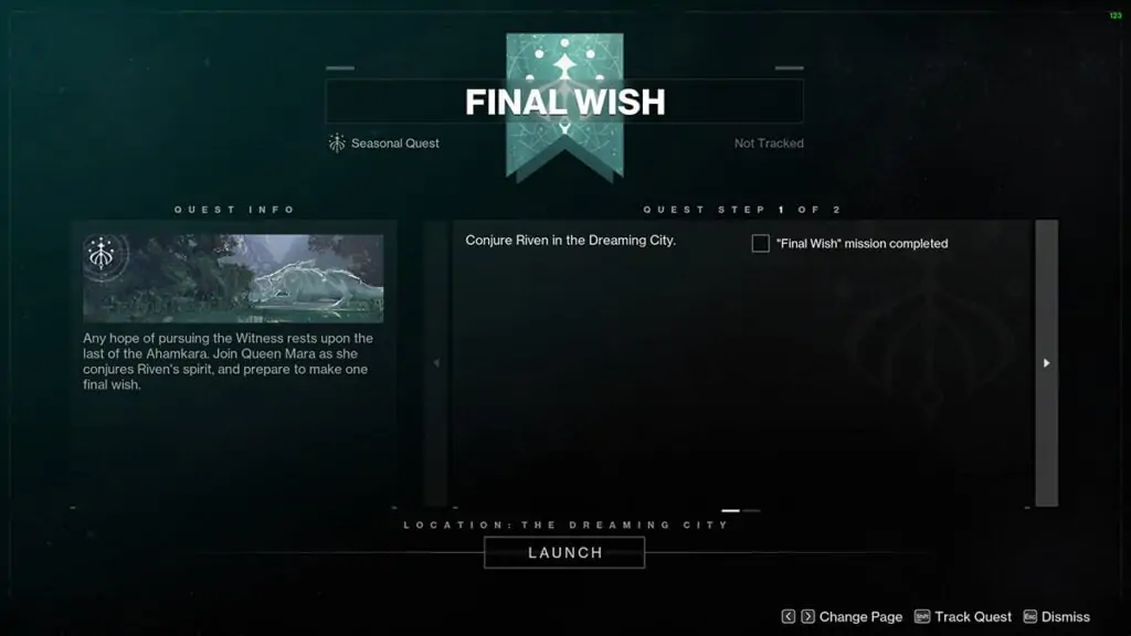 Destiny 2 : étapes de la quête du dernier souhait