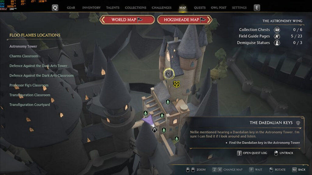 Une carte des emplacements clés de Hogwarts Legacy