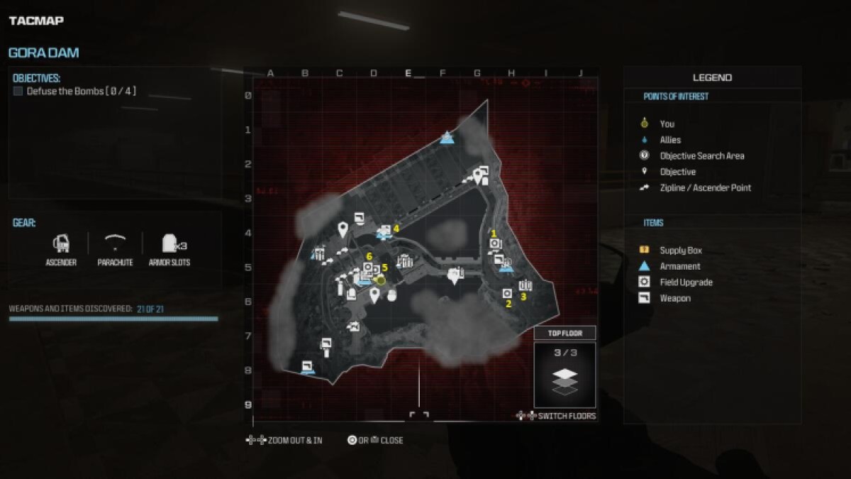 Emplacements de mise à niveau de la carte complète du barrage de Gora de Modern Warfare 3