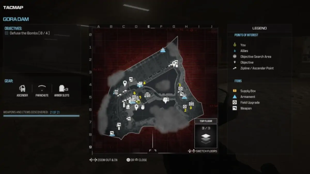 Emplacements de mise à niveau de la carte complète du barrage de Gora de Modern Warfare 3