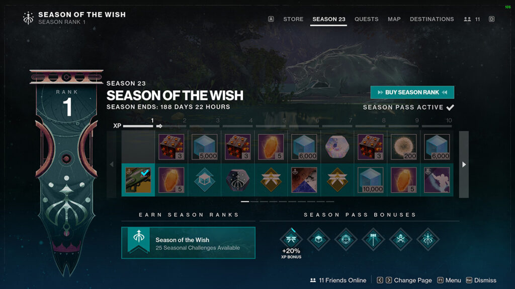 Récompenses de classement du Season Pass Season of the Wish