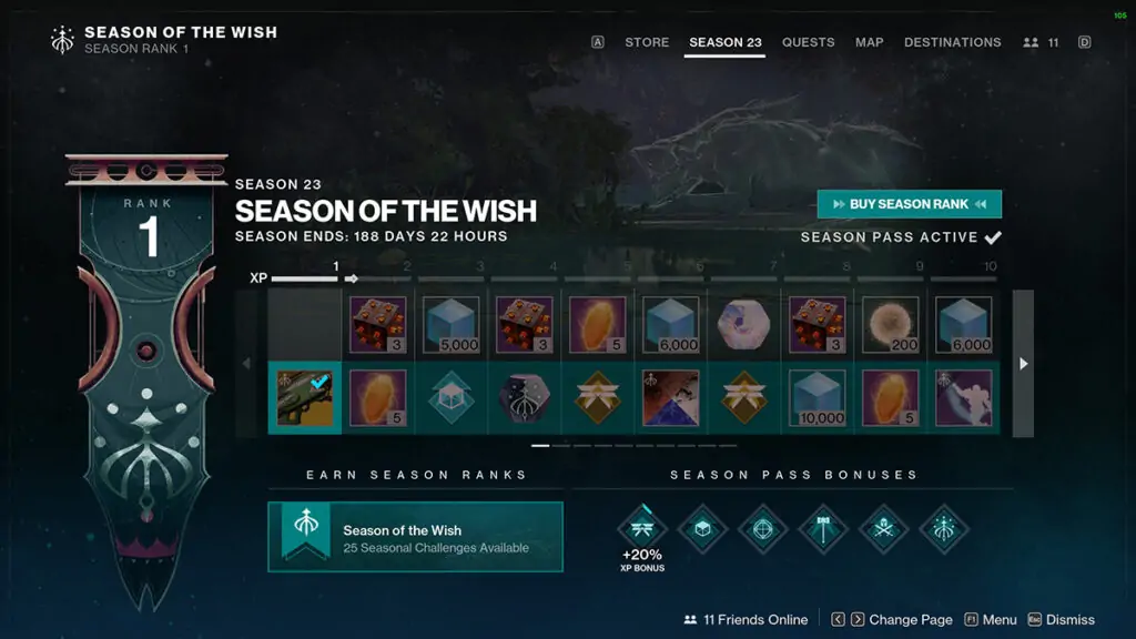 Récompenses de classement du Season Pass Season of the Wish
