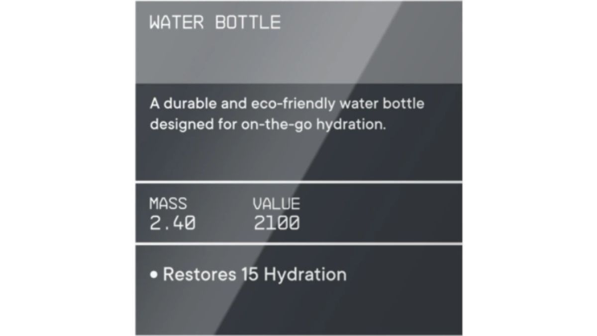 Autocollant d’inventaire de bouteille d’eau Starfield