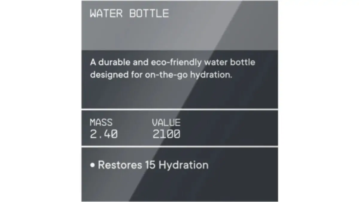 Autocollant d’inventaire de bouteille d’eau Starfield