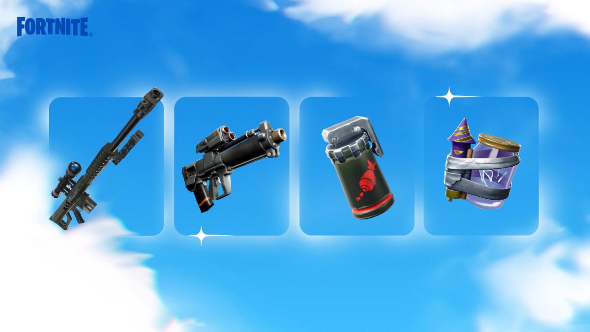 Fortnite Ogs Heavy Sniper Rifle Proximité Lance-grenades Frappe aérienne et Junk Rift