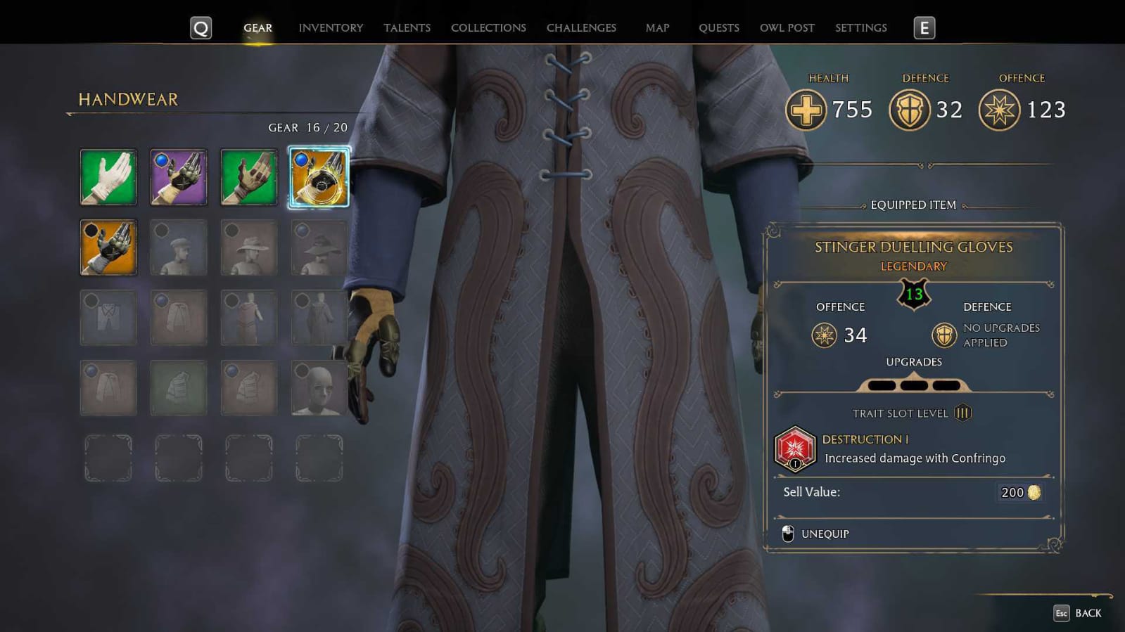 Gants dans Hogwarts Legacy Engrenages