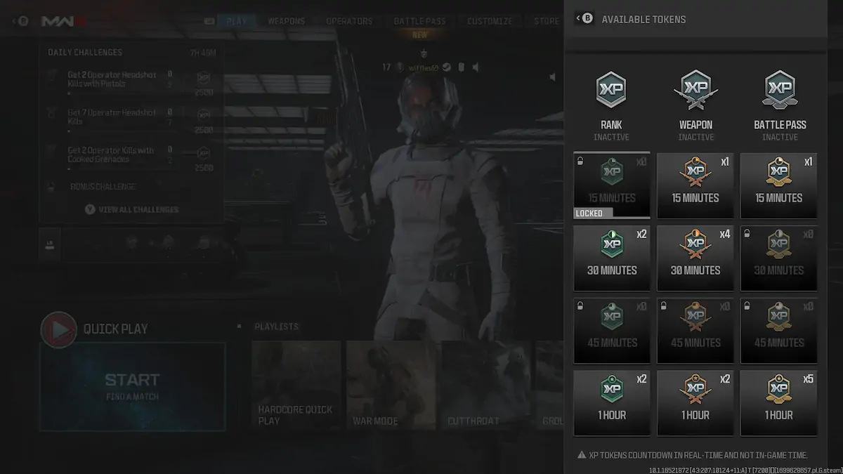 Panneau de jetons Mw3 1