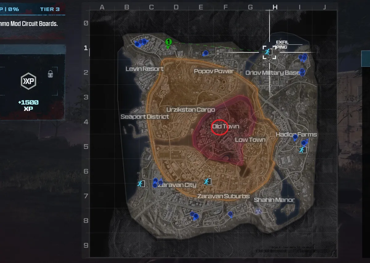 Emplacement du Mwz Bounty mis en évidence