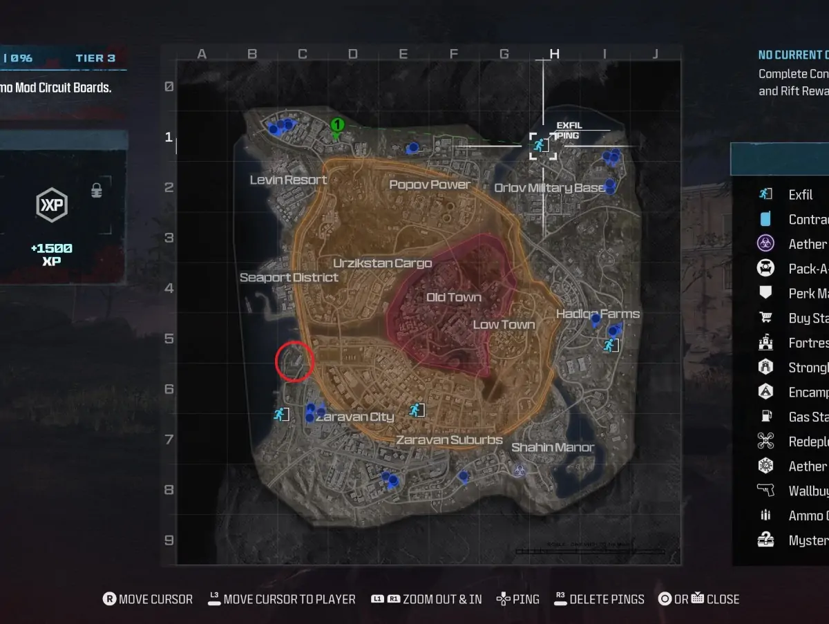 Emplacement du Mwz Rook mis en évidence