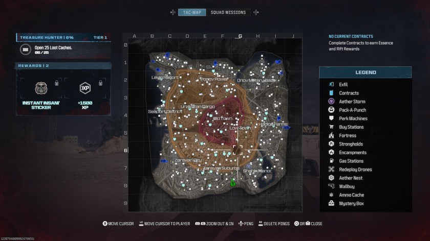 Carte Mwz Tac avec points d'exil mis en évidence