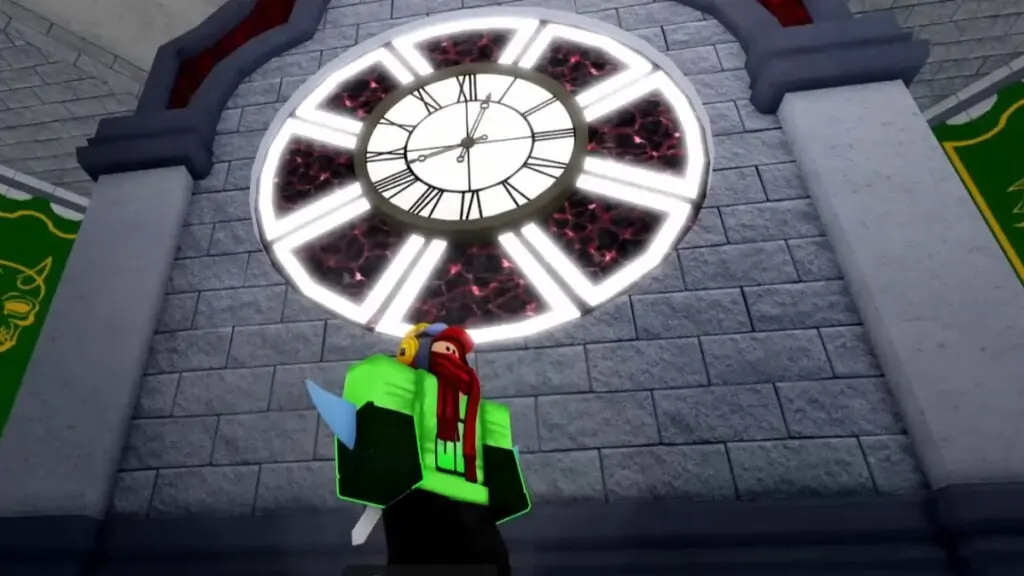 L'horloge à la fin des épreuves de la Course Éveillée à Blox Fruits