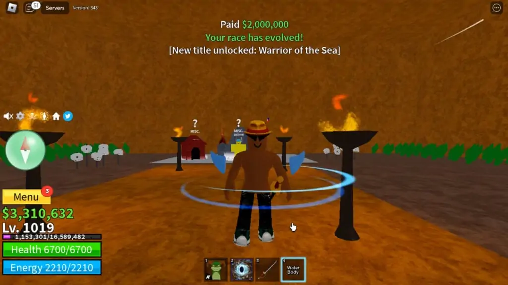 Le joueur débloque la capacité Plan d’eau dans Roblox