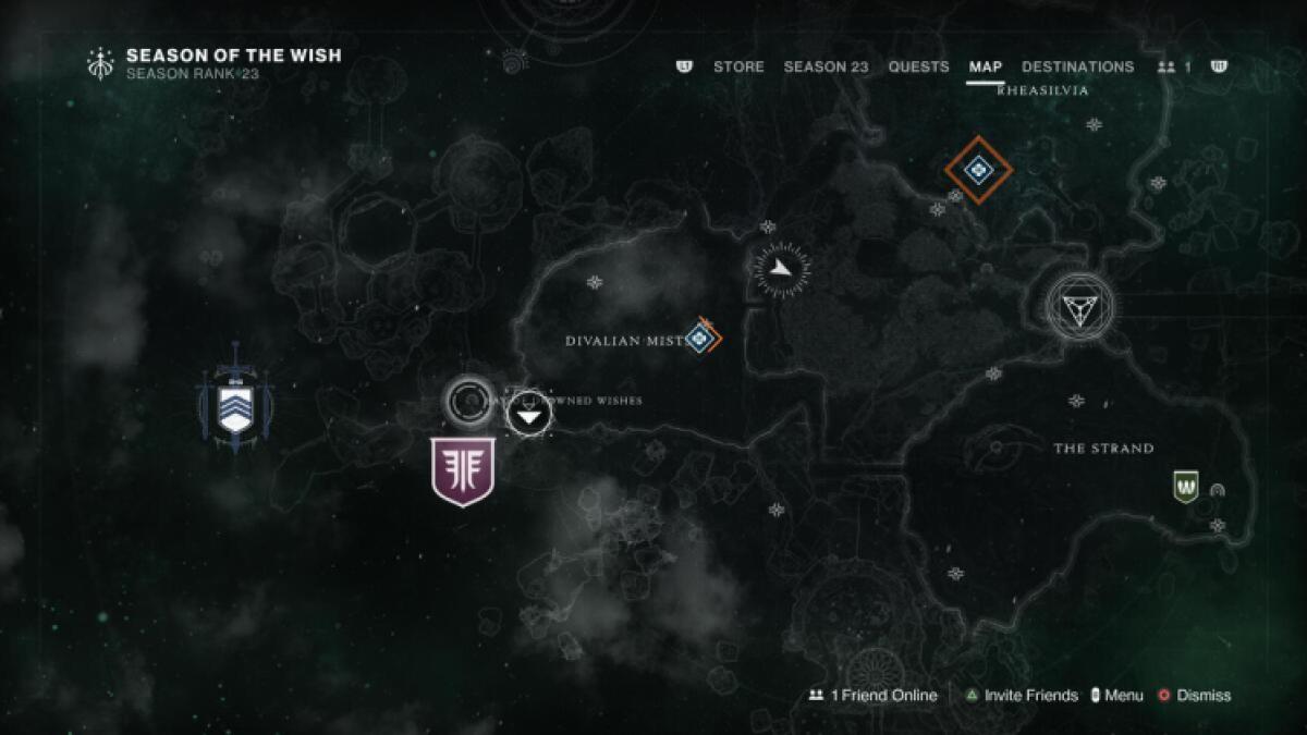 Carte des souhaits de la baie des noyés de Destiny 2 Starcats