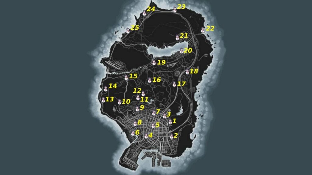 GTA Online Les 25 emplacements de bonhommes de neige Tseret