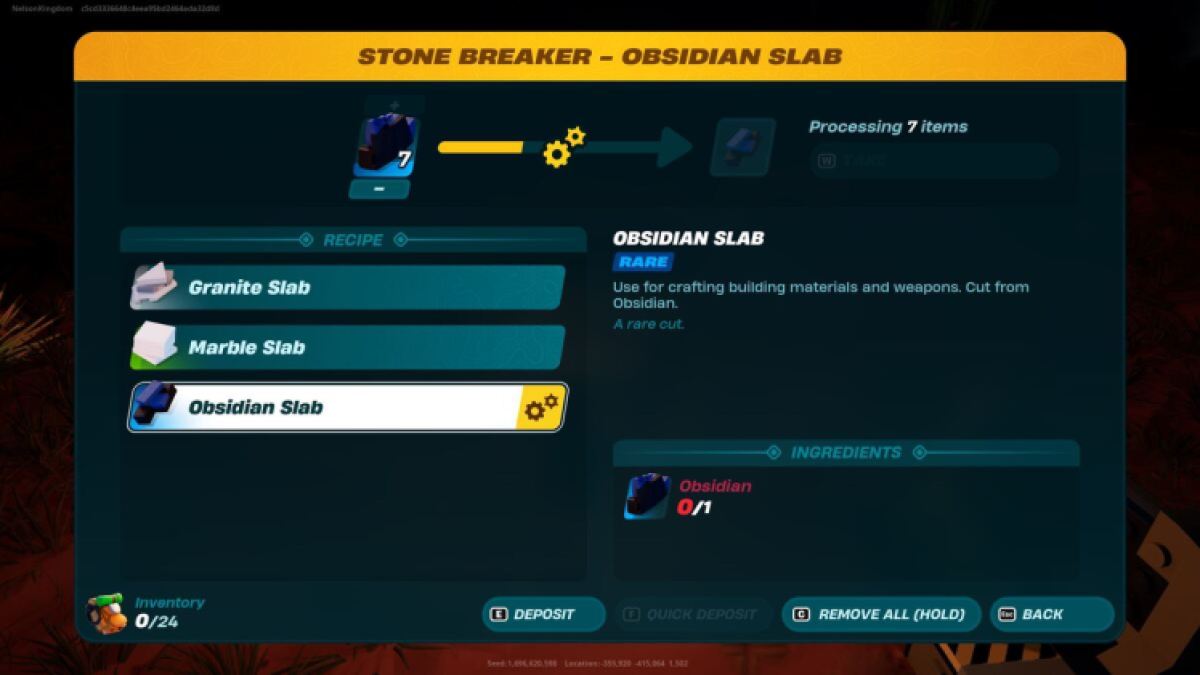 Comment fabriquer une dalle d'obsidienne dans Lego Fortnite