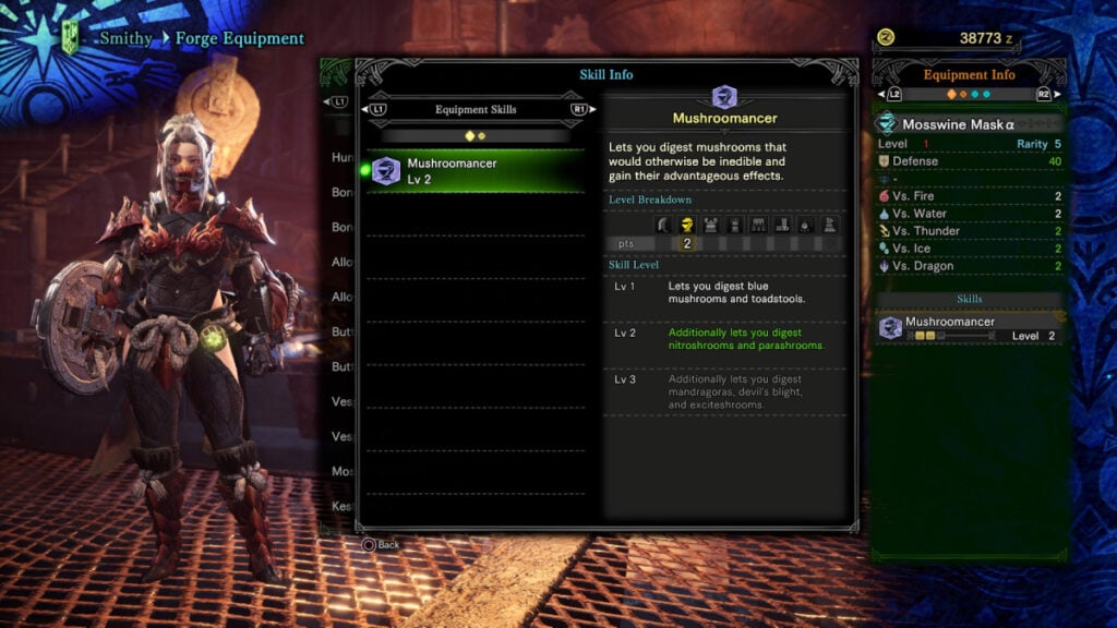 Description de la compétence Monster Hunter World Mushroomancer