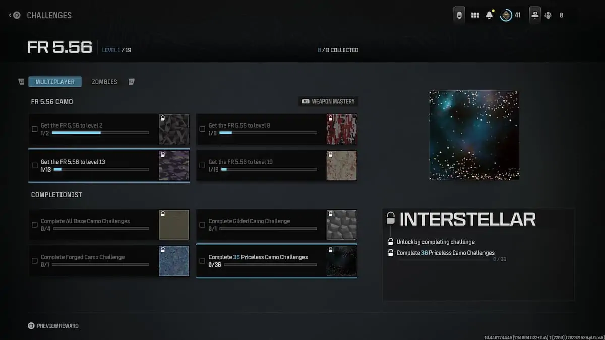 Camouflage interstellaire Modern Warfare 3