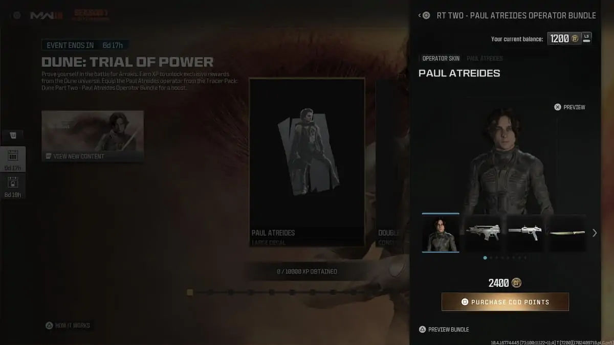 Peau de Paul Atréides de Modern Warfare 3