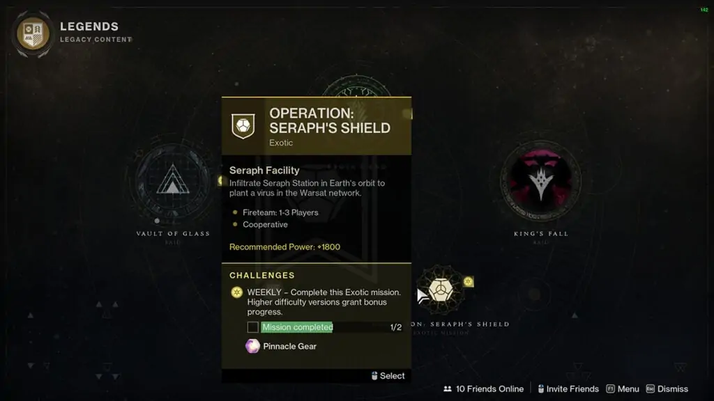 Comment démarrer l'opération : Bouclier de Séraphin dans Destiny 2