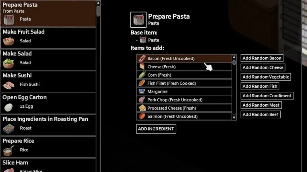 recette du projet zomboïde