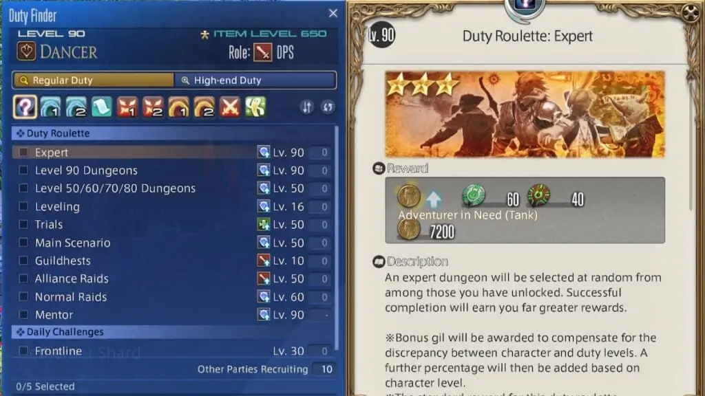 Roulette FFXIV