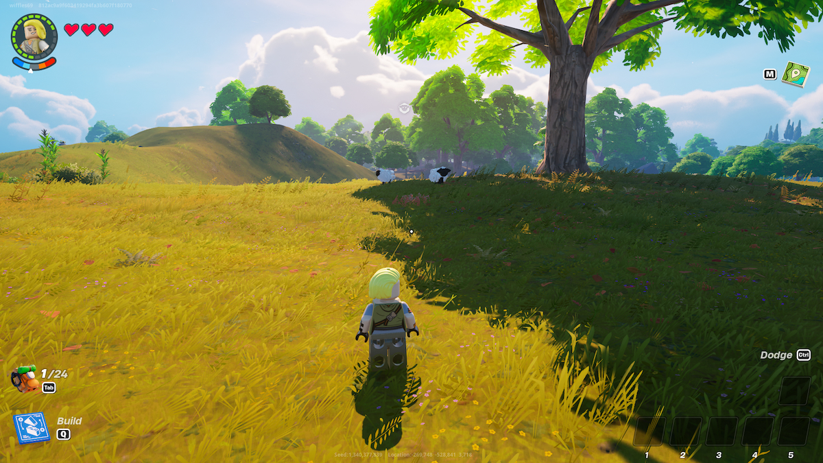 Lego Fortnite regardant des moutons