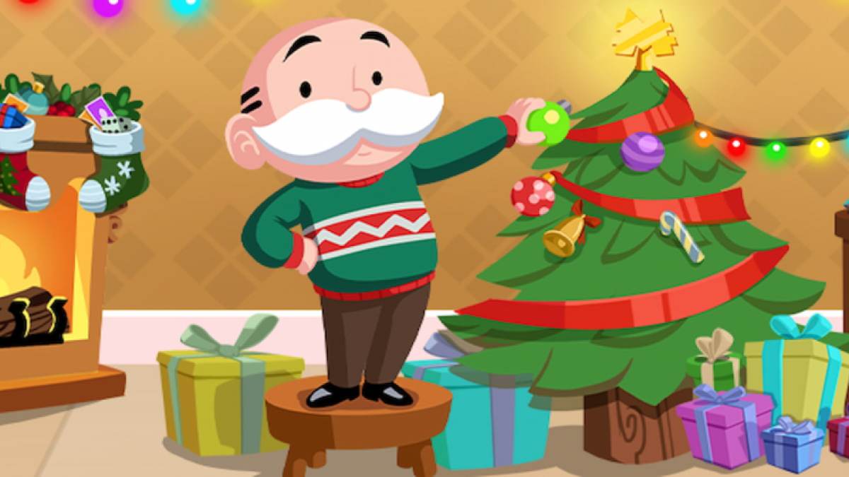Monopoly Go Man et un arbre de Noël