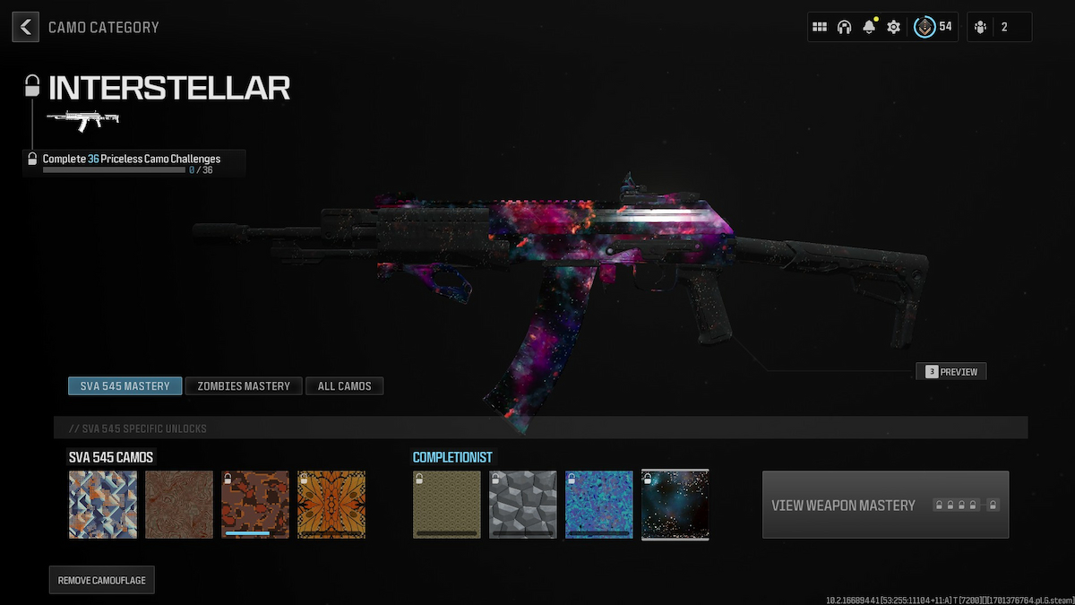 Mw3 Sva avec camouflage intersettlar