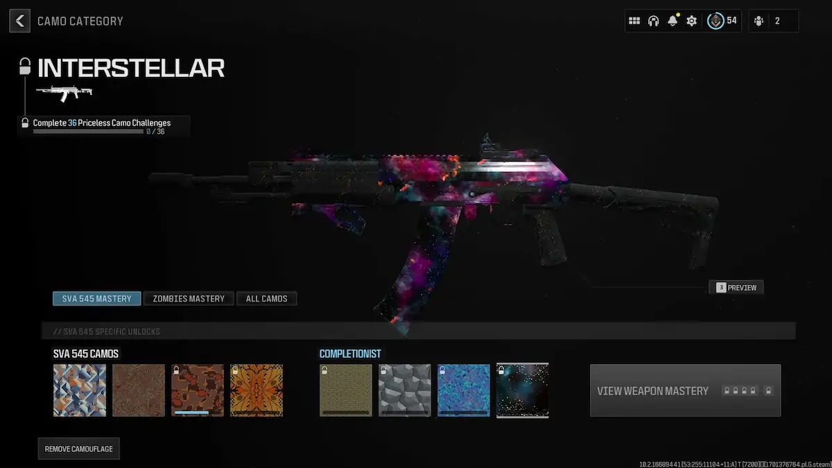 Mw3 Sva avec camouflage intersettlar