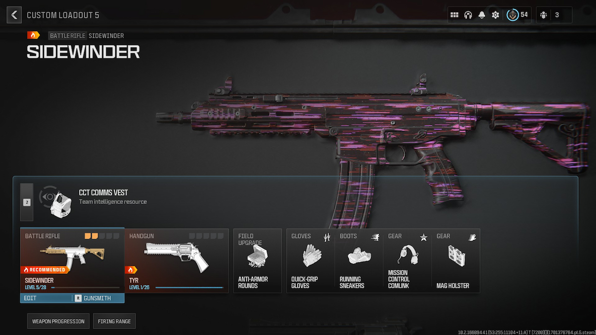 Équipement Mw3 Sidewinder